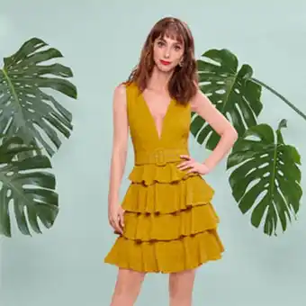 Cklass 977-36 vestido mostaza oferta