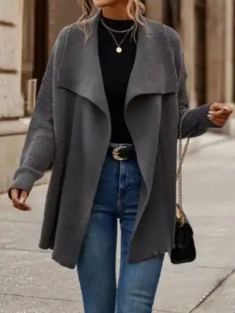 SHEIN Cárdigan de cuello cascada de hombros caídos con parte delantera abierta oferta