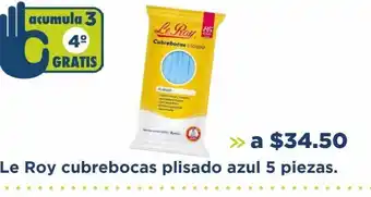 Farmacia San Pablo Le roy cubrebocas plisado azul 5 piezas oferta
