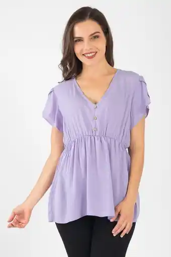 Santory Blusa lisa  manga corta escote "v" oferta