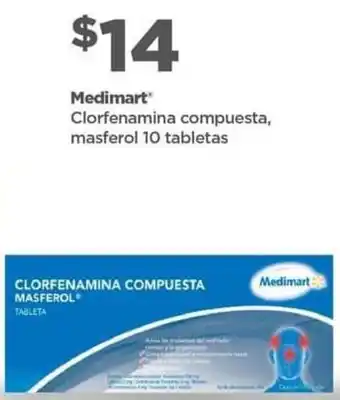 Bodega Aurrerá Medimart Clorfenamina Compuesta, Masferol 10 Tabletas oferta