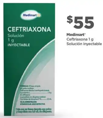Medimart Ceftriaxona 1g Solución Inyectable