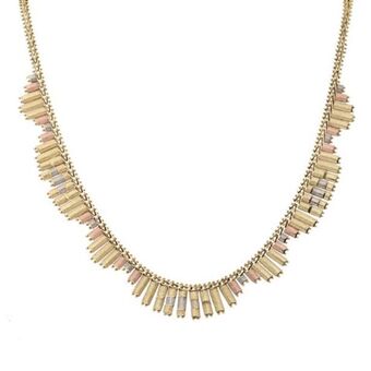 Nacional Monte de Piedad Gargantilla eslabón boleado en oro tres tonos 14 kilates. oferta