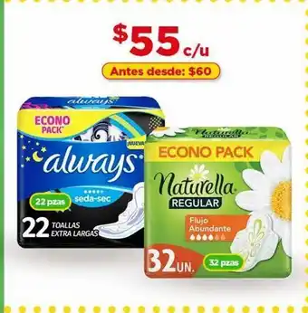 Toallas femeninas always 22pzas