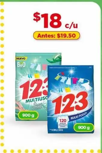 Bodega Aurrerá Detergente en polvo 123 900g oferta