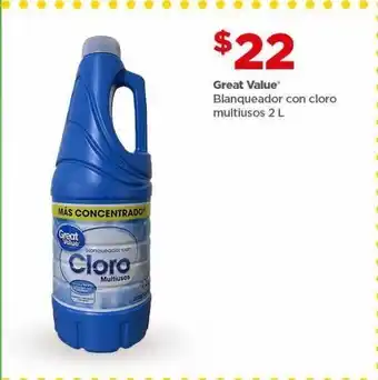 Blanqueador con cloro great value 2l