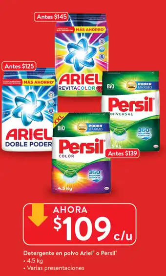 Walmart Detergente en Polvo Ariel o Persil 4.5 kg oferta