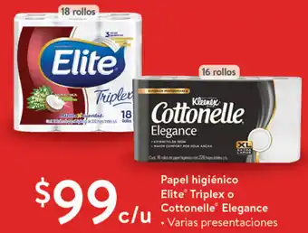 Walmart Papel Higiénico Elite Triplex o Cottonelle Elegance oferta