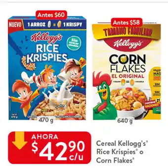 Walmart Cereal Kellogg's Rice Krispies O Corn Flakes oferta
