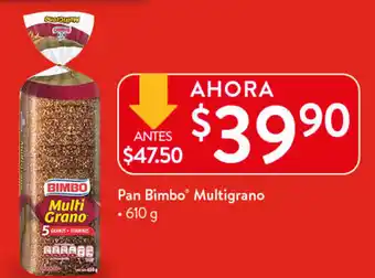 Walmart Pan Bimbo Multigrano 610g oferta