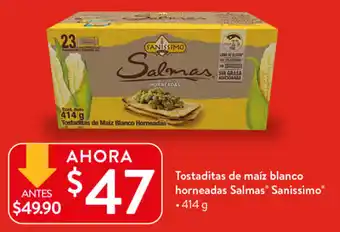 Walmart Tostaditas De Maiz Blanco Horneadas Salmas Sanissimo 414g oferta