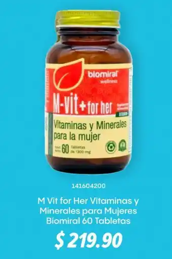 M vit for her vitaminas y minarales para mujeres biomiral 60 tabletas