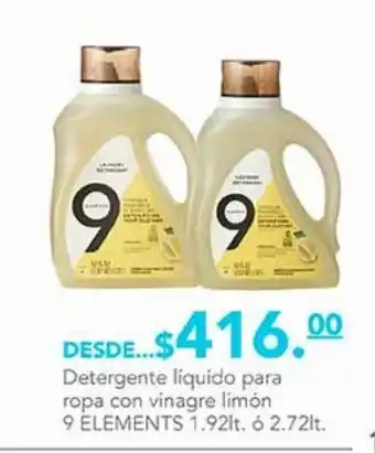 Detergente líquido para ropa con vinagre 9 elements 1.92l