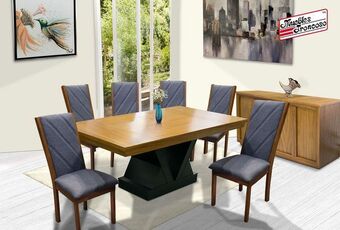 Muebles Troncoso Antecomedor austria chapa parota - silla milan gris oferta
