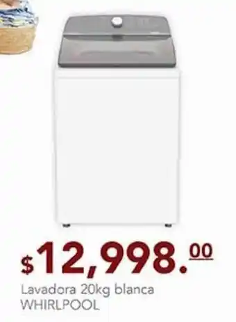 Lavadora 20kg blanca whirlpool