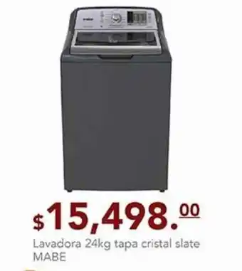 Lavadora 24kg tapa cristal slate mabe
