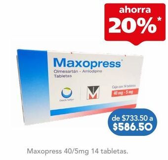 Farmacia San Pablo Maxopress tab 40/5 mg caj c/14 oferta
