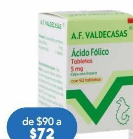 Farmacia San Pablo Acido folico valdecasas tab 5mg caj c/92 oferta