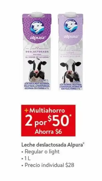 Walmart Leche deslactosada alpura 1l oferta