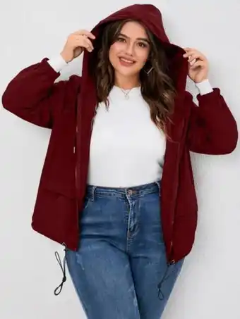 SHEIN Cazadora con cremallera bajo con cordón con capucha oferta