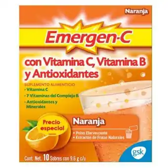 Sam's Club Suplemento alimenticio emergen-c vitamina c más complejo b antioxidantes y minerales 2 cajas con 10 sobres c/u oferta