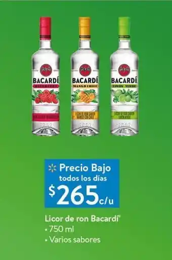 Walmart Licoir de ron bacardí 750ml oferta