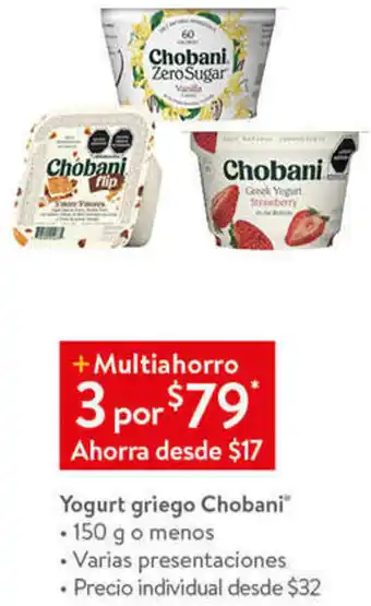 Walmart Yogurt Griego Chobani 3x150g oferta