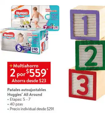Walmart Pañales Autoadjustables Huggies All Around Etapas 5 - 7 40 pzas oferta