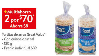 Walmart Tortitas de Arroz Great Value 130g oferta