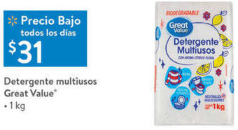 Walmart Detergente Multiusos Great Value 1kg oferta