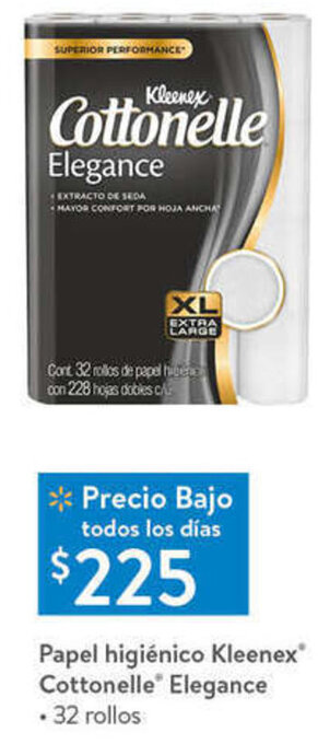 Walmart Papel Higiénico Kleenex Cottonelle Elegance 32 Rollos oferta