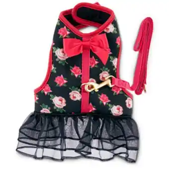 Petco Bond & co set arnés y correa diseño flores con moño para gato, negro oferta