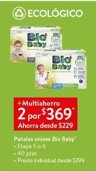 Walmart Pañales unisex bio baby etapa 5 o 6 40pzas oferta