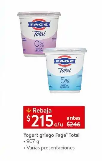 Walmart Yogurt griego fage 907g oferta