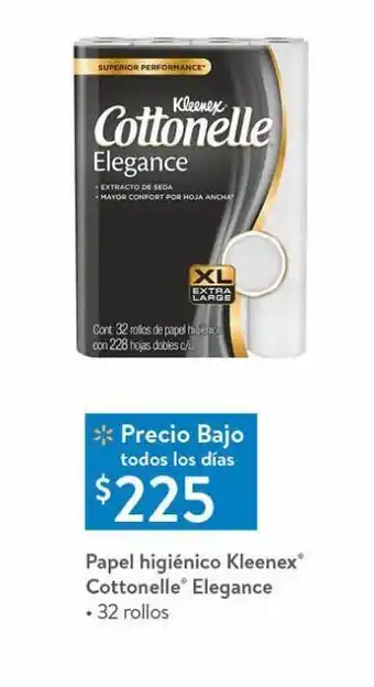 Walmart Papel higiénico cottonelle kleenex elegance 32 rollos oferta
