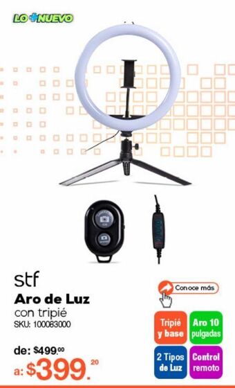 RadioShack Aro de luz con tripié para celular stf instant star/ negro / 10 pulg. oferta