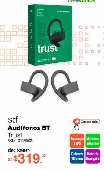 Audífonos bluetooth stf trust true wireless / in ear / negro