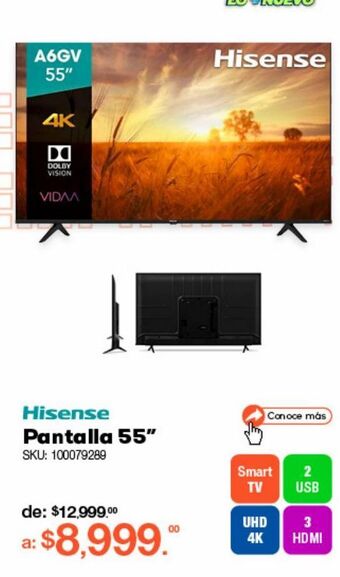 Pantalla hisense 55a6gv / 55 pulgadas / ultra hd 4k / smart tv