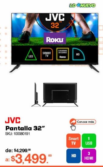 RadioShack Pantalla jvc roku frameless si32urf / 32 pulgadas / hd / smart tv oferta