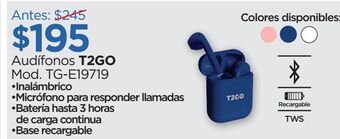 Audífonos t2go mod. tg-e19719