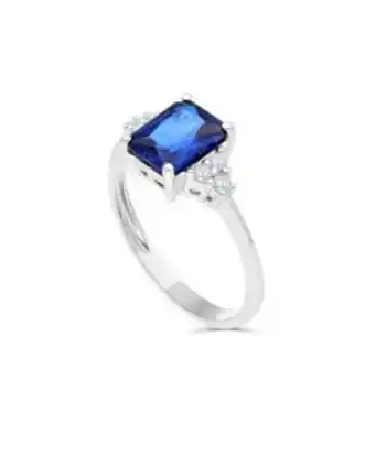 Joyerías Bizzarro Anillo de oro blanco 14k con zirconias blancas y azules oferta