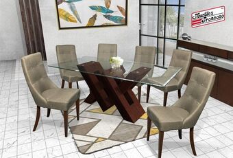 Muebles Troncoso Antecomedor eliana nogal - sillas esparta indra plomo oferta