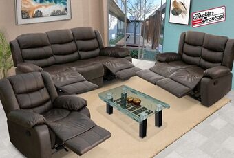 Muebles Troncoso Sala marvin panda brown 3-2 oferta