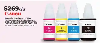 Office Depot Botella de tinta canon gi 190 oferta