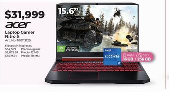 Office Depot Acer laptop gamer nitro 5 oferta