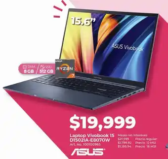 Office Depot Laptop asus vivobook 15 d15021a oferta