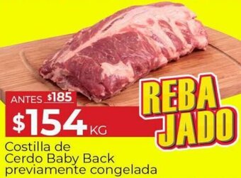 HEB Costilla de Cerdo Baby Back Previamente Congelada oferta