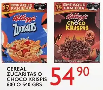 Alsuper Cereal Zucaritas o Choco Krispis 600 o 540g oferta