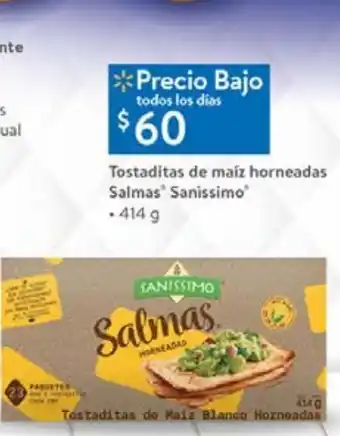 Walmart Tostaditas de maiz horneadas salmas sanissimo 414g oferta