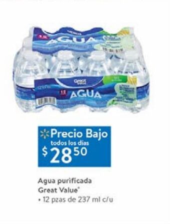 Walmart Agua purificada great value oferta
